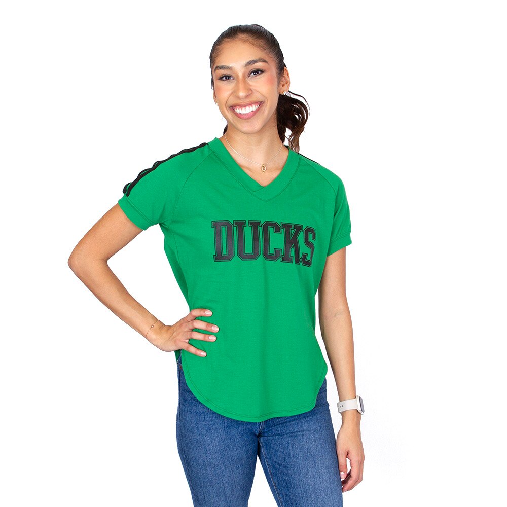 Ducks Spirit, Zoozatz, Green, Crew Neck, Cotton Blend, Women, Striped sleeve, Hot mama, T-Shirt, 927972